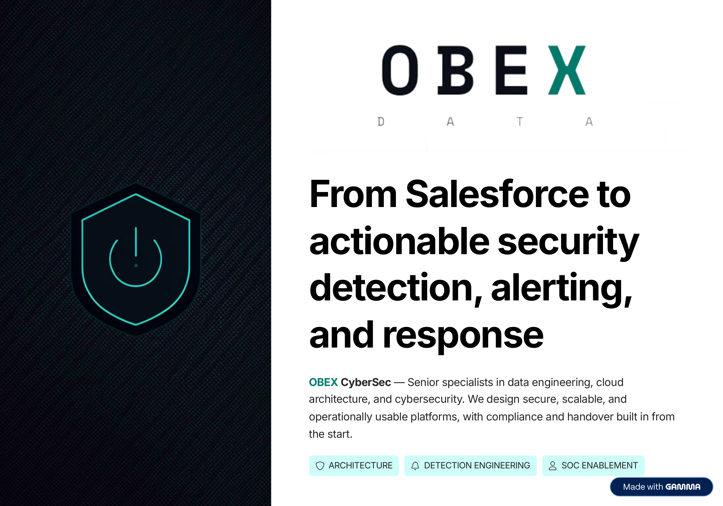 Slide 1 — From Salesforce to actionable security detection, alerting, and response