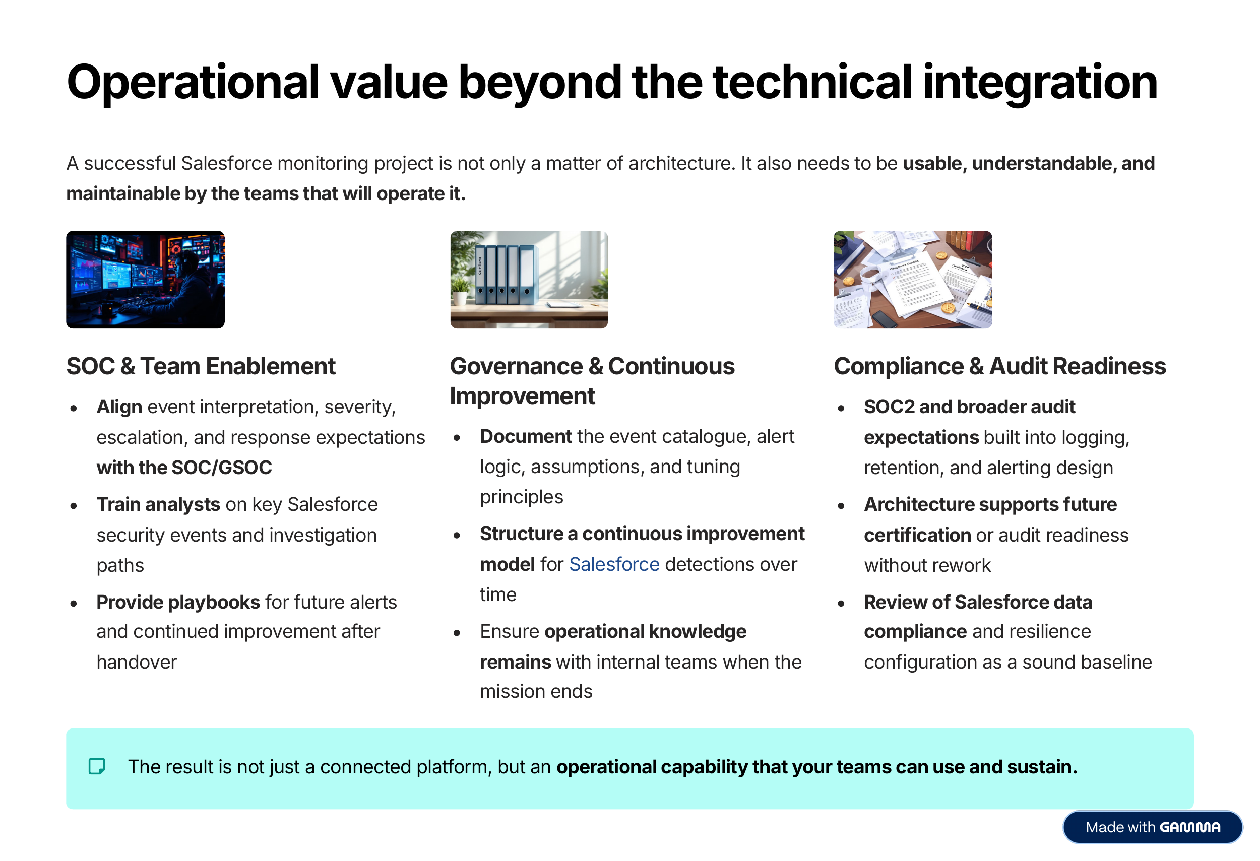 Slide 5 — Operational value beyond the technical integration